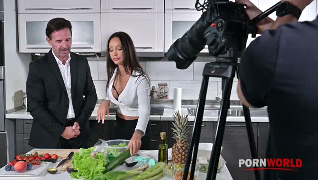 Playful TV Presenter Monika Fox Laps Up Spunk After On Set DP Pounding — Group & Threesome, DP scene by Mylfed