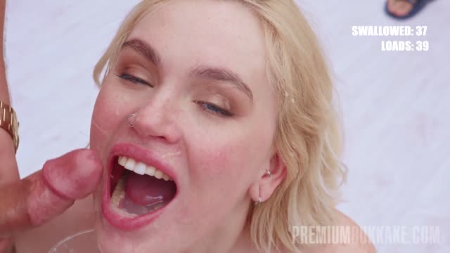 Greta Foss #2 - Bukkake - Cam1 — Cumshot & Facial, Bukkake scene by Mylfed