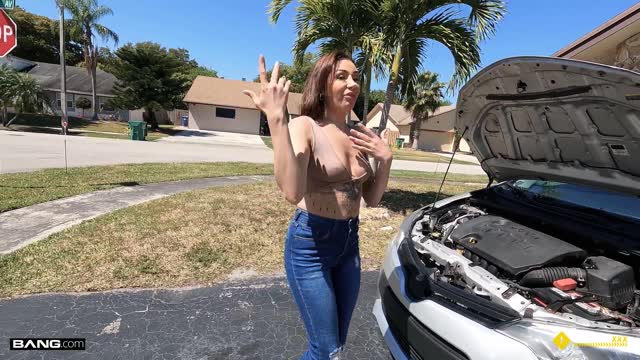 Slay Kay Fucks In Her Boyfriend's Backyard To Get Her Car Fixed — Office & Public, Boyfriend, Car scene by Mylfed